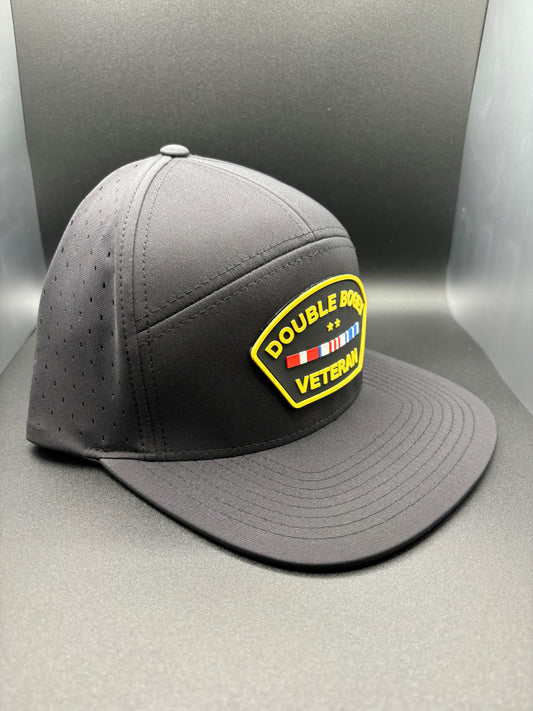 "DOUBLE BOGEY VETERAN" LASER PERFORATED HAT - BLACK