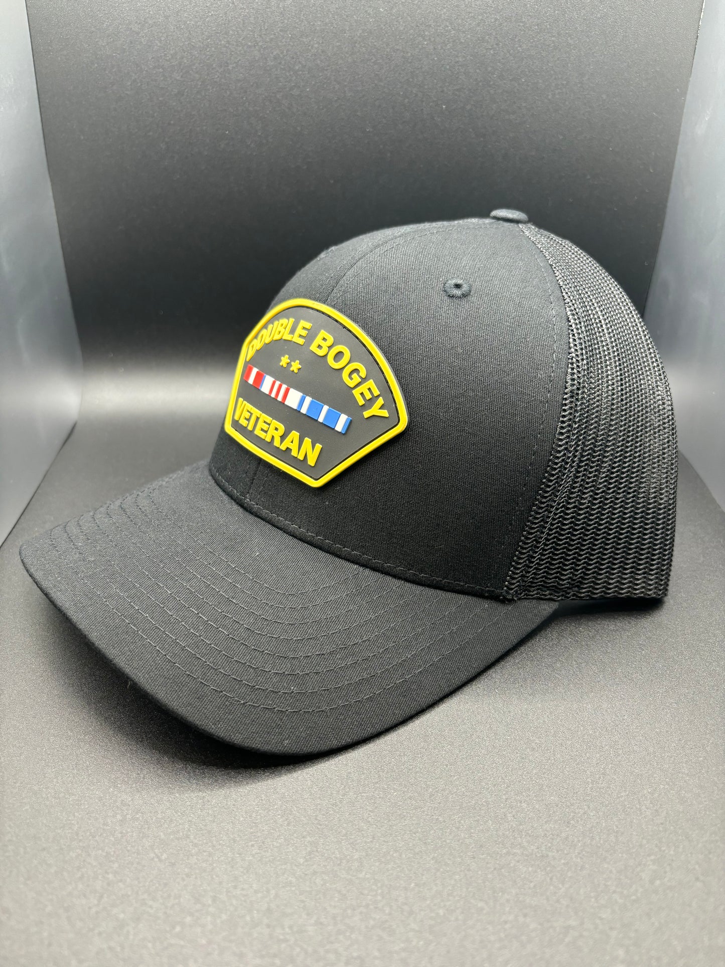 “DOUBLE BOGEY VETERAN” TRUCKER HAT - BLACK