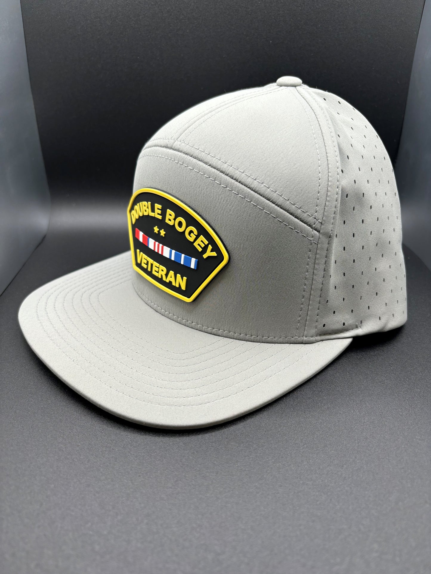 "DOUBLE BOGEY VETERAN" LASER PERFORATED HAT - LIGHT GREY